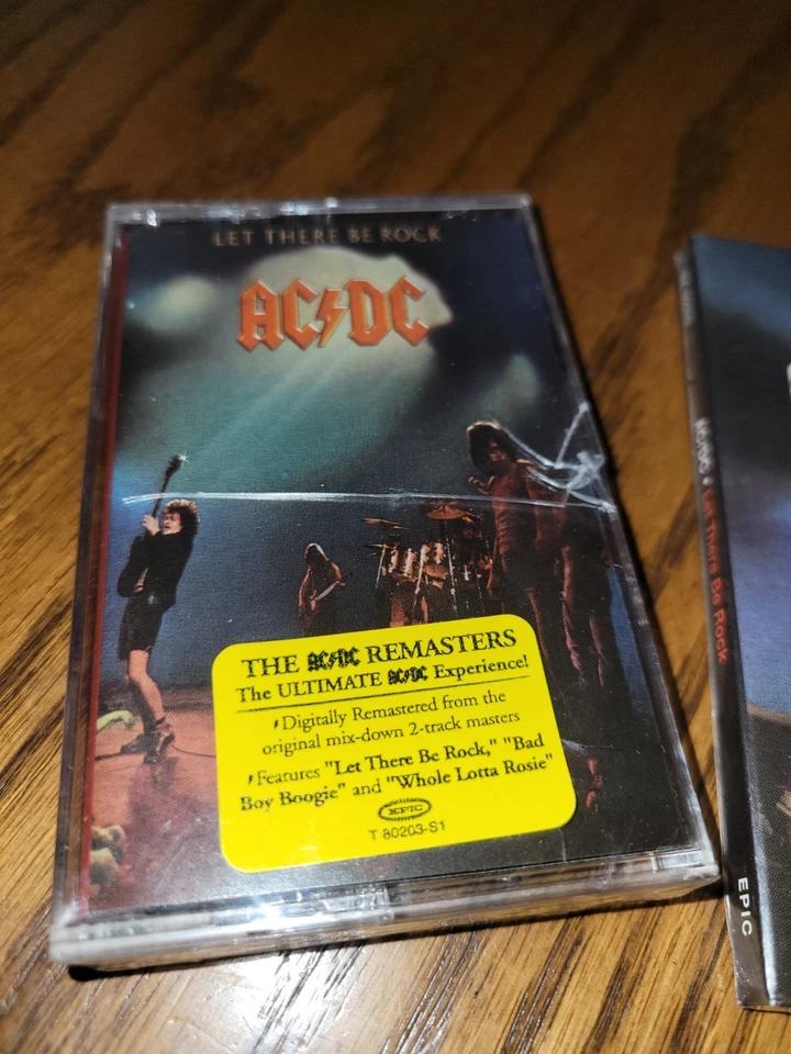 AC/DC LOT  Let There Be Rock Records Audio Cassette And CD NEW Hype Sticker - Image 3 of 4
