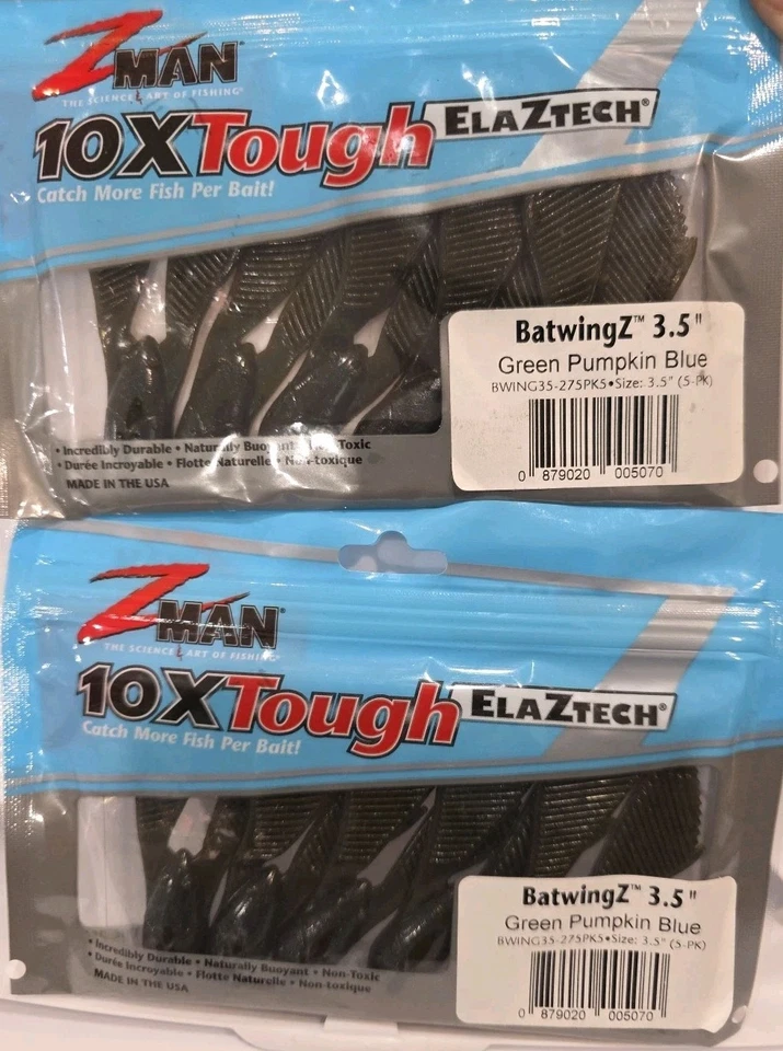 Lote de 3 señuelos de pesca de lubina Z-Man StreakZ Curly TailZ 4" de plástico suave Grub Zman Foto 3 de 4