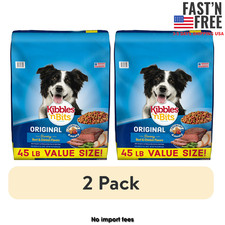 2 Bags Kibbles 'n Bits Dry Dog Food, Original Savory Beef Chicken, 45 lb. Bag