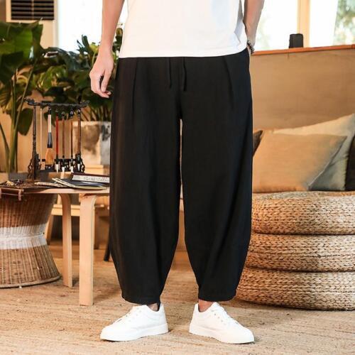 Mode Herren Lose Baumwolle Leinen Hose Sommer Atmungsaktiv Haremshose M-5XL - Bild 25 von 37