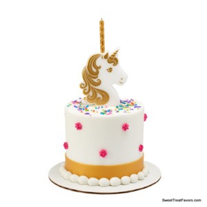UNICORN-CAKE-Topper-Party-CANDLE-Birthday-Decoration-Top-Favors-Gold-Horse-4PCS