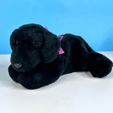 Beautifully Detailed Cuddly Black Puppy Dog Laying 11" Plush Stuffed Animal Toy