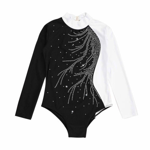 Gymnastics Leotard for Girls Long Sleeve Sparkly Diamonds Dance Ballet Bodysuit - Picture 6 of 43