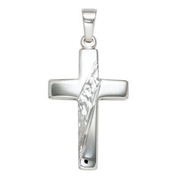 AnhäNger Halsschmuck Kreuz 925 Silber Massiv Rhodiniert TeilgehäMmert Damen