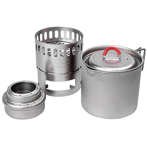 Evernew Titanium Ti Mug Pot 500 / Alcohol Stove / DX Stand Set / System ECA538 - Picture 4 of 9