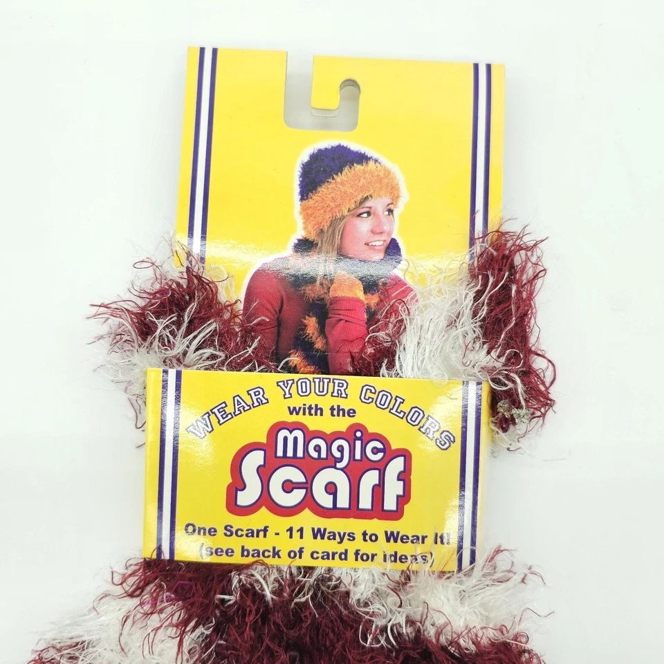 Magic Scarf Maroon White Stripe Super Soft Versitile Winter Outdoor Apparel Lady - Image 4 of 4