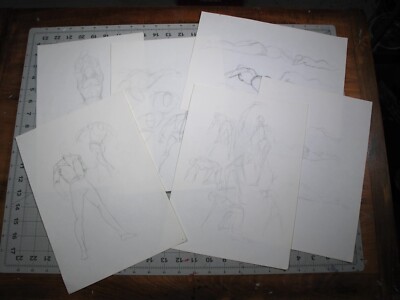 vtg 1980s original comic art - Robb Phipps figure concept sketch lot of 6