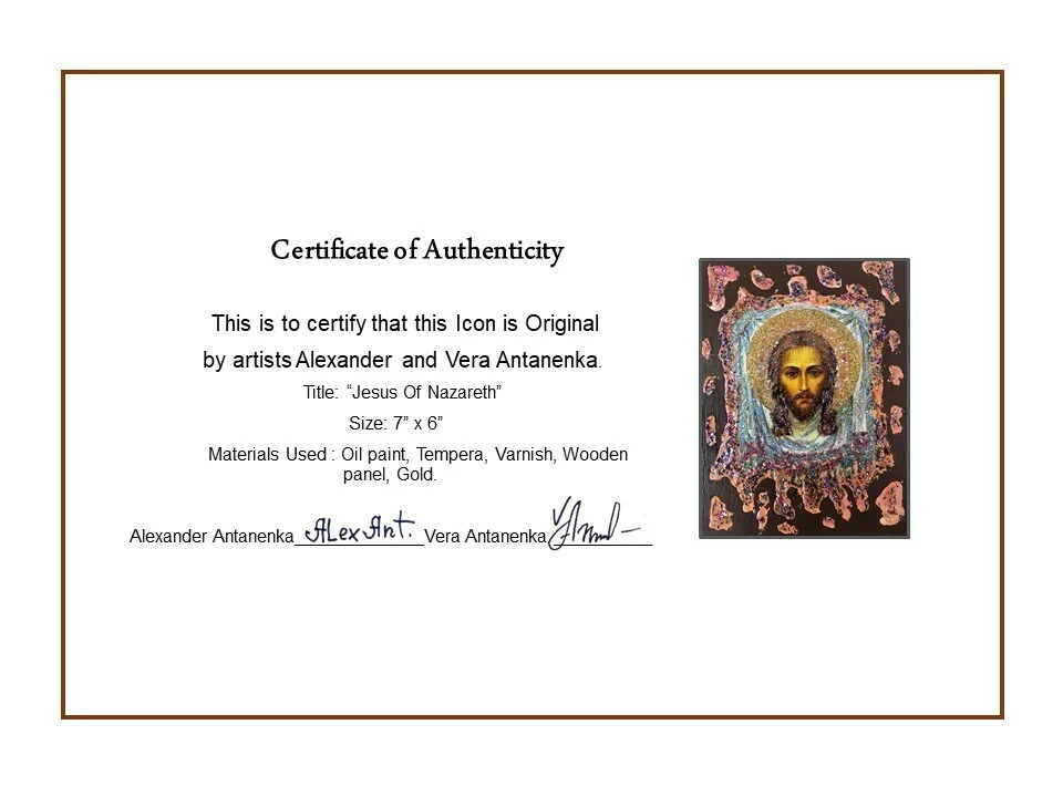 Jesús de Nazaret 7"x 6", santo, icono, original, hecho a mano, único en su clase, Antanenka Foto 3 de 3