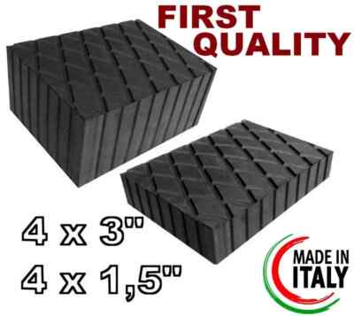 8 Pcs 4 + 4 Rubber Lift Block Pad 6'' x 4 3/4'' x3'' and 1,5'' RUBBER SPACER ITALY!