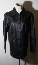 EAST 5Th Black 100% Leather Button Coat Women's Size L