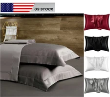 Pillowcase 2 Pack Silk Satin Comfortable Best for Hair Skin Pillow Case New