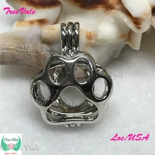 Bear Paw - Silver Plated - Locket Pearl Cage Pendant - Hold 6mm - 9mm Pearl