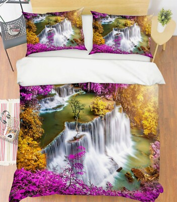 3D Waterfall Flower ZHUA511 Bed Pillowcases Quilt Duvet Cover Set Queen King Zoe