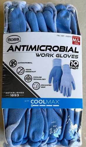 Boss 10 Pair Antimicrobial Women's Work Gloves with Grip Coating, CoolMax Core - 第 4/5 張圖片