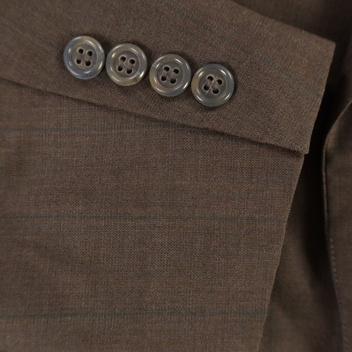 Giacca vintage Hopsack M marrone grigio gesso righe poliestere lana blazer marmorizzato 40R - Foto 3 di 15
