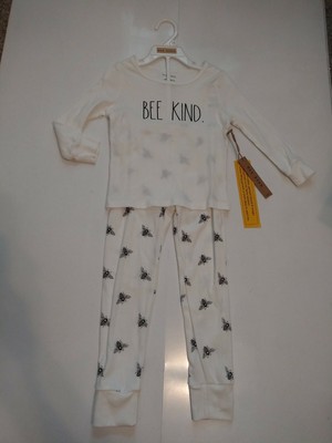 Rae Dunn Girls Size 6x Be Kind White Pajama Set With Leggings Honey Bees Ebay
