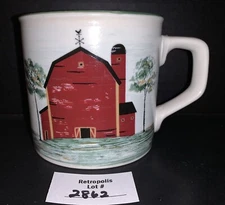 Tienshan Stoneware PRAIRIE Ceramic Coffee Mug Red Barn Farm Country