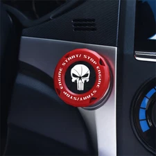 Red Black White Punisher Skull Car Engine Ignition Start Stop Button Cap Cover.