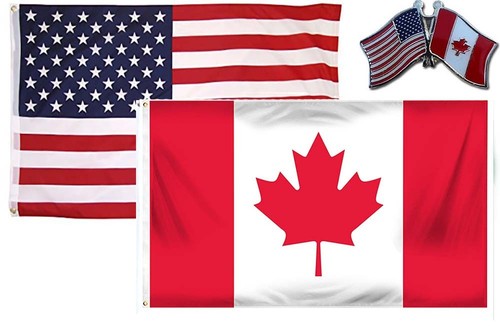 Wholesale Combo USA & Canada Country 2x3 2'x3' Flag & Friendship Lapel Pin - 第 1/4 張圖片