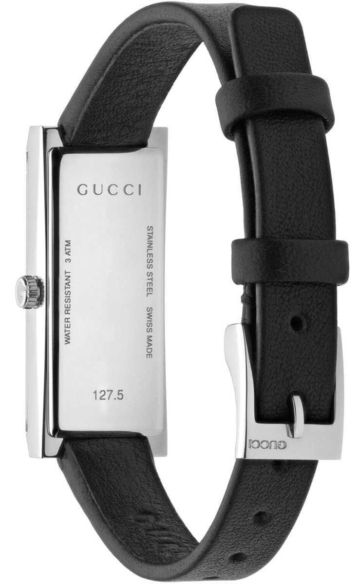 Gucci Womens G-Frame Rectangle Sapphire Crystal Swiss Quartz 14mm