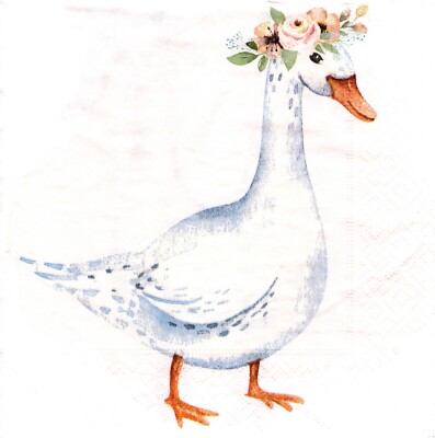 (2) Two Paper Lunch Napkins for Decoupage/Mixed Media - Cute Goose bird animal