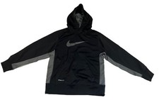 Nike Therma-fit Hooded Sweatshirt Youth Medium Black, Gray Center Swoosh EUC