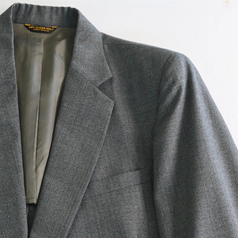 De Colección Hecho en EE. UU. 42L 36x32 Azul Gris Rayas Lana Hombres Chaqueta Pantalones Traje Foto 3 de 4