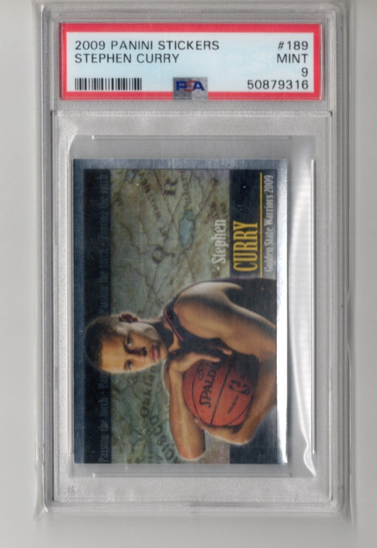 STEPHEN CURRY RC PSA 9 2009-10 PANINI NBA STICKERS #189 ROOKIE STICKER Warriors