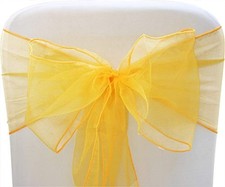 Elegant Organza Chair Sashes Sheer Fabric for Weddings, Yellow