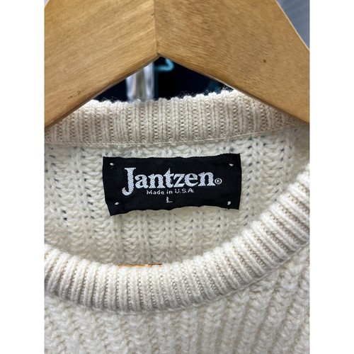 Vintage 1980s Jantzen Heavy Knit Cream Sweater Size Large Made In USA - Picture 4 of 5