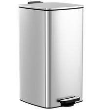 8 gal Trash Can, Stainless Steel Square Garbage Can with Soft-Close Lid