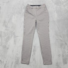 Express Pants Womens 0S SHORT Black Brown Plaid Skinny High Rise Ponte Stretch