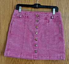 GAP Pink Corduroy Mini Skirt Snap Front Stretch Two Pockets Women's Size 6 Y2K