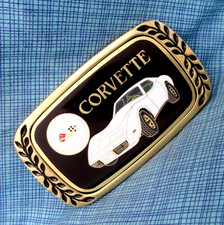 Corvette Belt Buckle Sports Car Inlay Brass Vtg 1980 Aminco Heritage   .SHY250