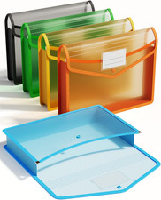 Thinktex Plastic Expanding File Folder, Transparent Envelopes with Snap Closure,