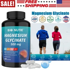 Magnesium Glycinate For Improved Sleep, Stress Anxiety Relief 500mg 240 Capsules