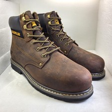 CATERPILLAR Powerplant Steel Toe Mens Boots Leather Brown UK9 *NEW* (X441)