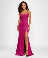City Studios Juniors' Glitter Drape Front Lace-up Back Gown 5003 Size 3/4