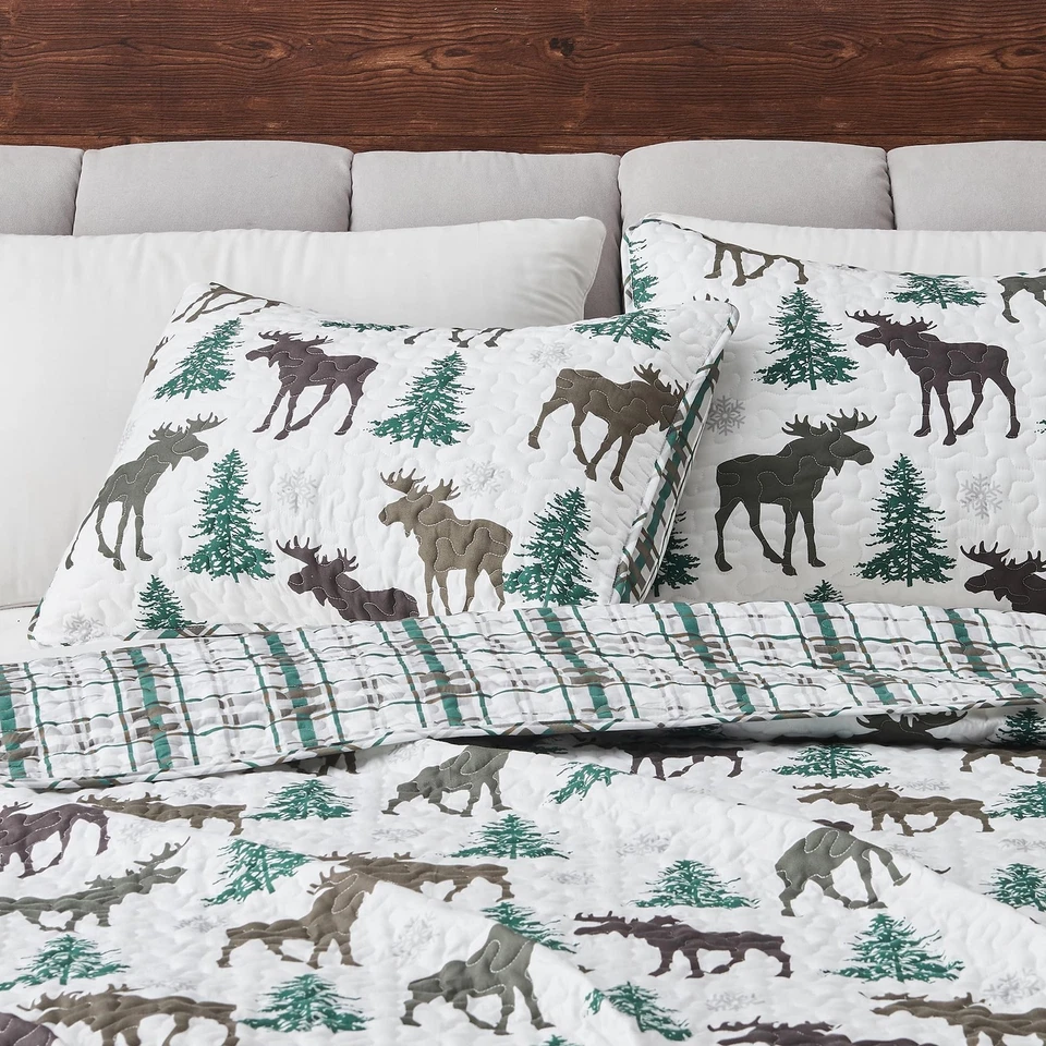 Colcha Great Bay Home Lodge edredón tamaño completo/queen con 2 fundas. Cabina 3 piezas Foto 2 de 4