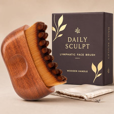 Lymphatic Contour Face Brush - Wooden Facial Dry Brush for Lymphatic Drainage