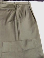 313- MINT Burberry LIGHT ULTRA SILKY WOOL DARK GREEN / BROWN PANTS - 33 X 31