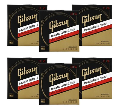 Gibson SAG-BRW13 80/20 Bronze Acoustic Guitar Strings - Lot of 6 Packs