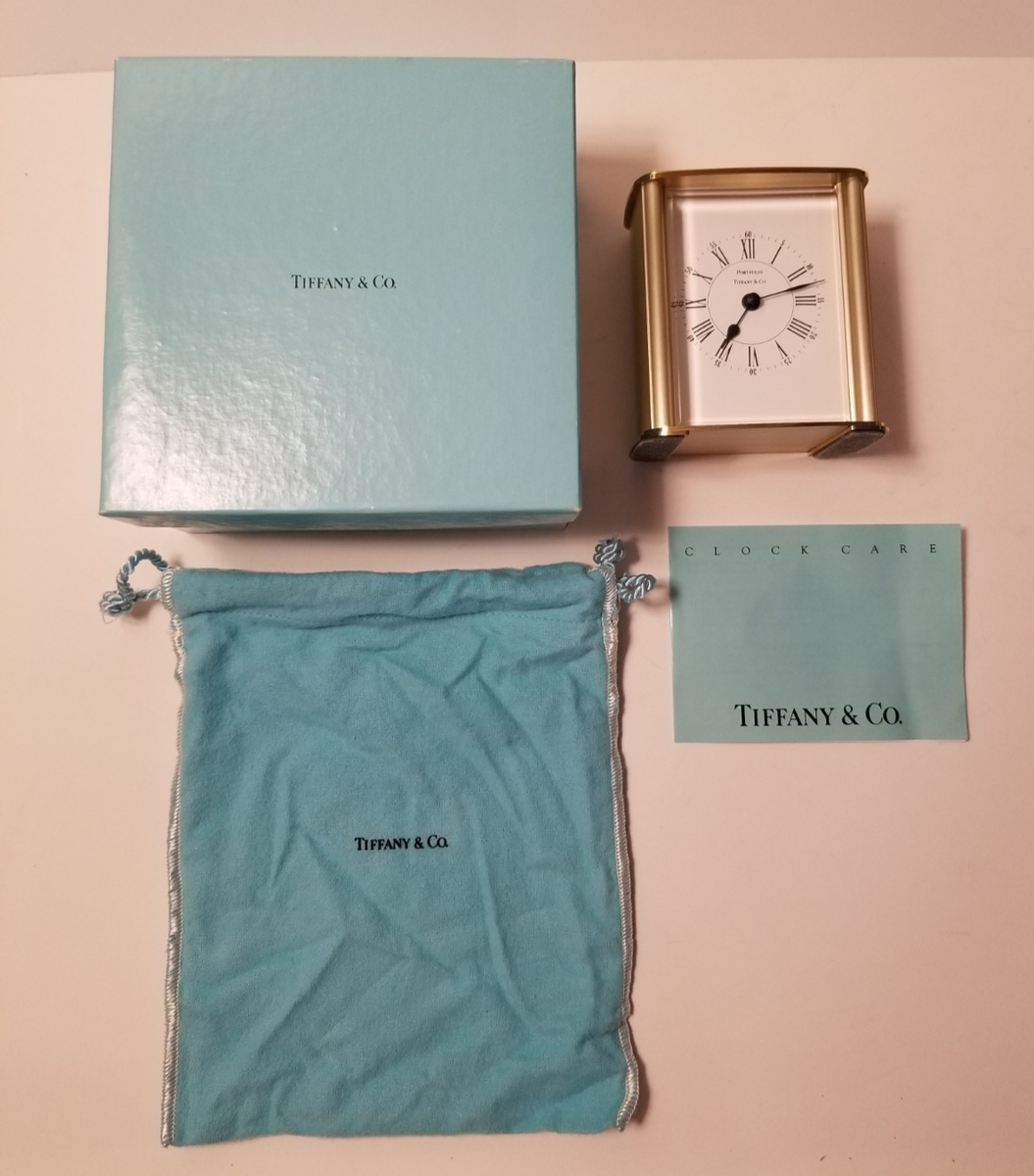 Portfolio by Tiffany & Co. Brass Desk Clock - German Made, Tiffany