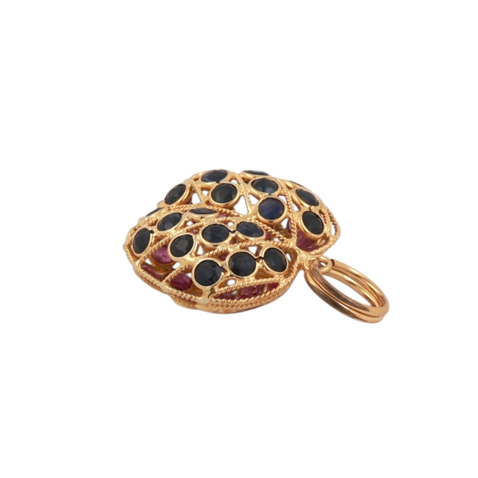 Ruby Sapphire Reversible Apple Pendant Charm 18K … - image 7