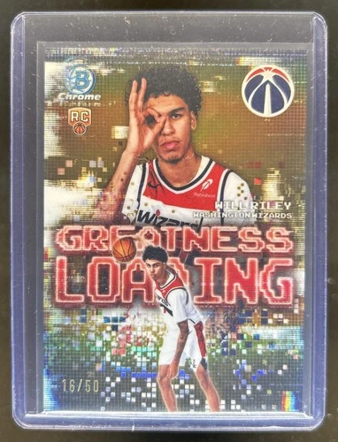 2025-26 Bowman Will Riley Chrome Greatness Loading RC Gold Refractor #/50
