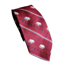 Vintage Schreter Tie Maroon w/ Republican Elephant Stars and Stripes USA Made