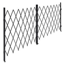 Lockable Retractable Scissor Gate, Steel, 145.7"W x 86.8"H, 360  Casters