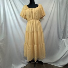 ASTR The Label Maxi Dress Womens Small Yellow Smocked Tiered Flowy Textured