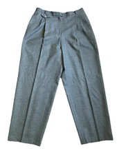 Vintage 100 Wool Pleated Dress Pants Gray High 34 Waist Office Career 14/16