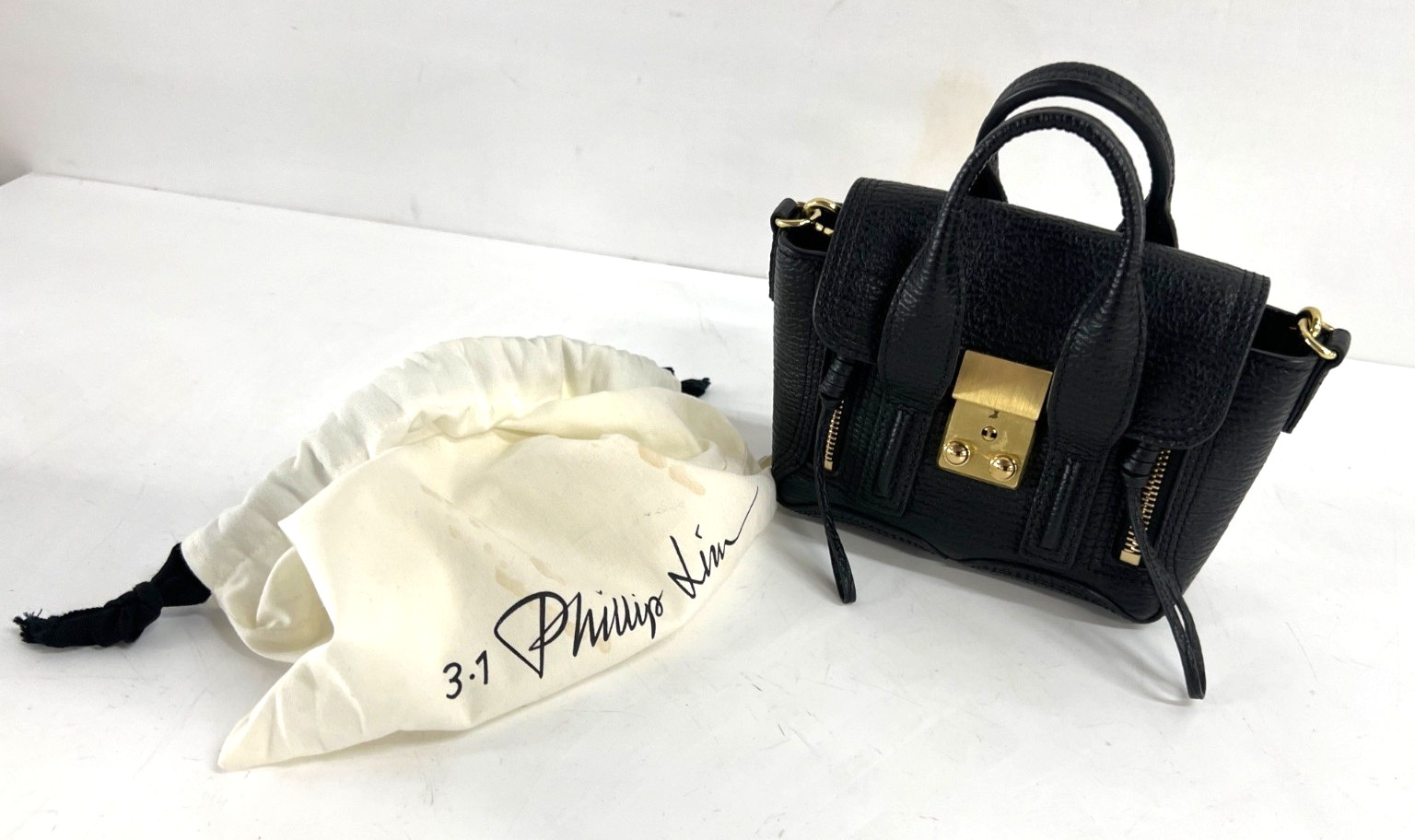 3.1 PHILLIP LIM Pashli Black Leather Mini Satchel In Dust Cover 7.5